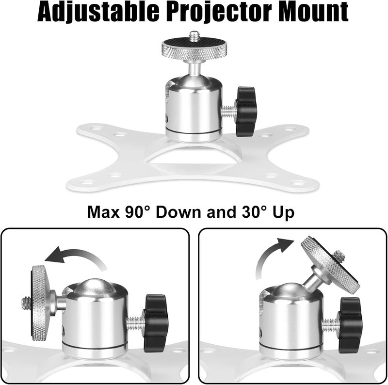 2-Be-Best Projector Mount Mini Projector Ceiling Mount Adjustable Bracket Universal Mounts for Mini Projectors White - Image 3